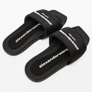 Alexander Wang Black Logo Slide Sandals